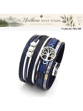 Leather Wrap Bracelet Multi-Layer Wristband for Women